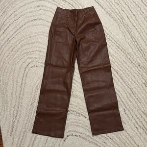 Aritzia Brown Faux Leather Pants